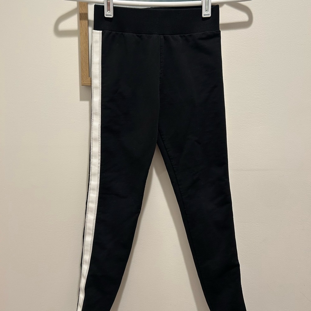 Moncler Kids Black Leggings with White Stripe